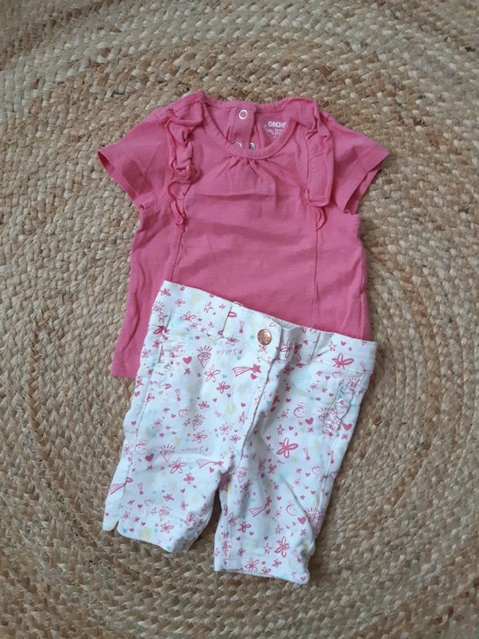 Tenue haut rose et pantalon Orchestra 3 mois
