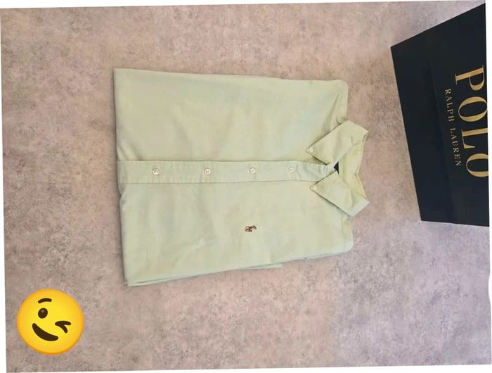 Chemise Ralph Lauren manche longue Taille L vert Homme Men CHE97