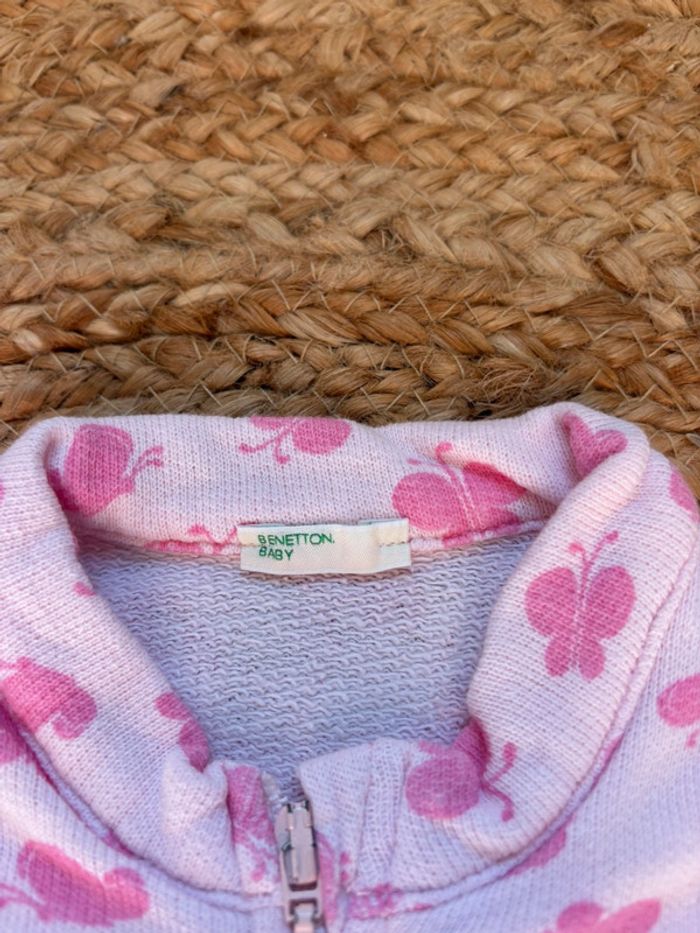 🌺Gilet zipper rose claire au motif papillon rose foncé Taille 1-3mois/56cm🌺 - photo numéro 4