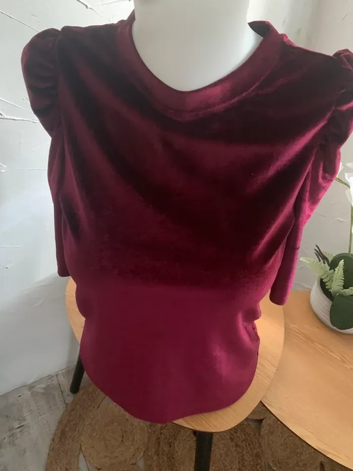 Top velour Cache cache manches 3/4 taille 36