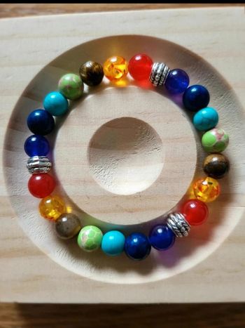 Bracelet perles multicolores – style bohème zen – pierres fantaisie & séparateurs argentés