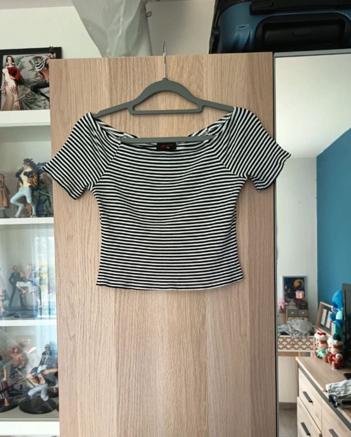 Top à rayures noir et blanche Neuf Jennyfer - Taille L 40