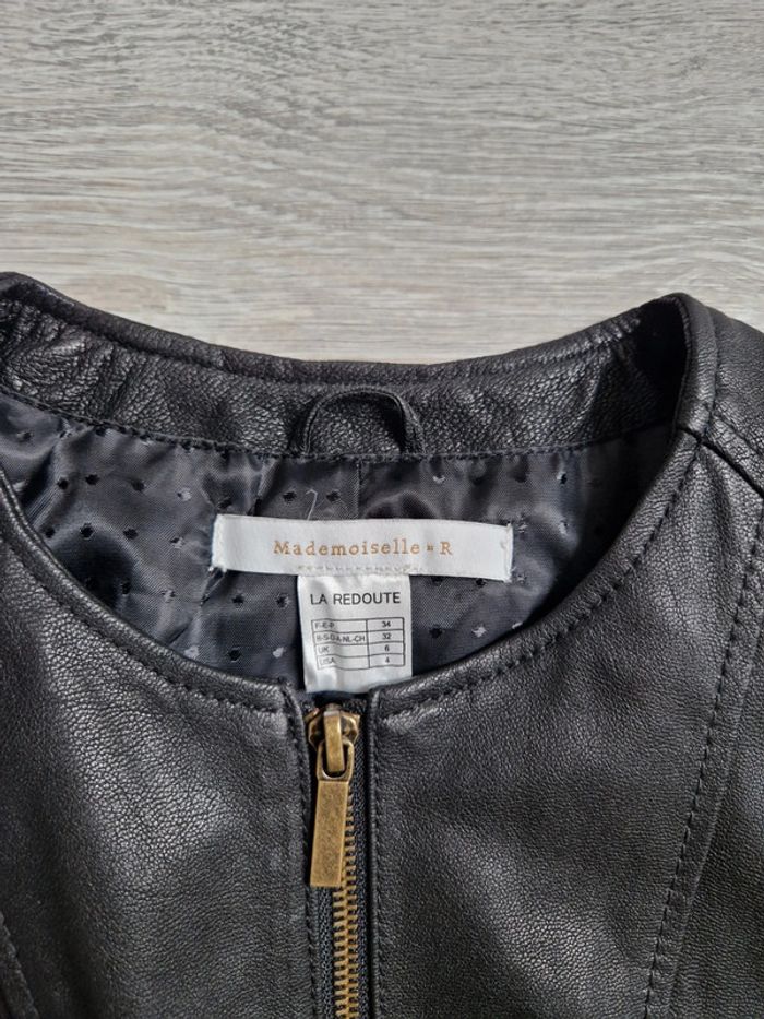Superbe veste noire vintage en cuir de chèvre mademoiselle R La redoute taille 34 - photo numéro 2