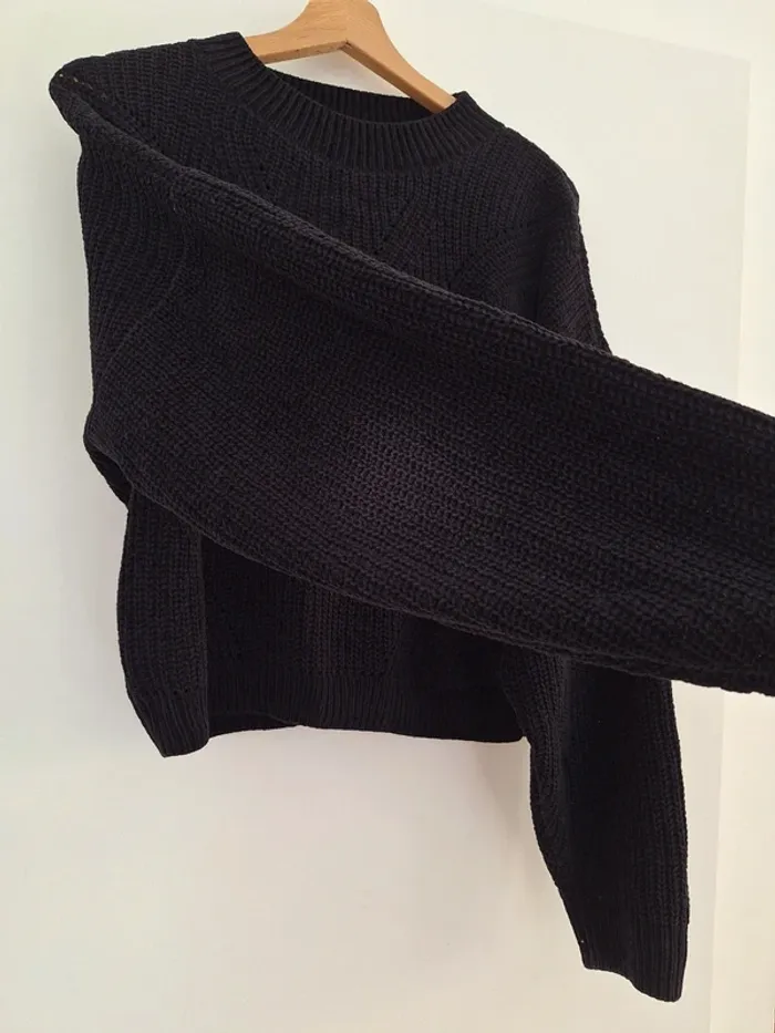 Pull noir en maille H&M – Taille 14 ans - photo numéro 4