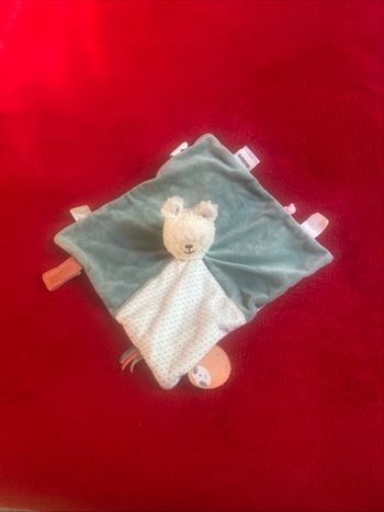 Noukies noukie's doudou plat lama Sacha et Morris vert blanc orange attache  tétine 