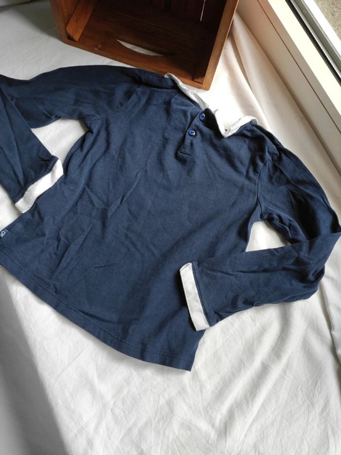 T-shirt manches longues col blanc 4 ans - photo numéro 3