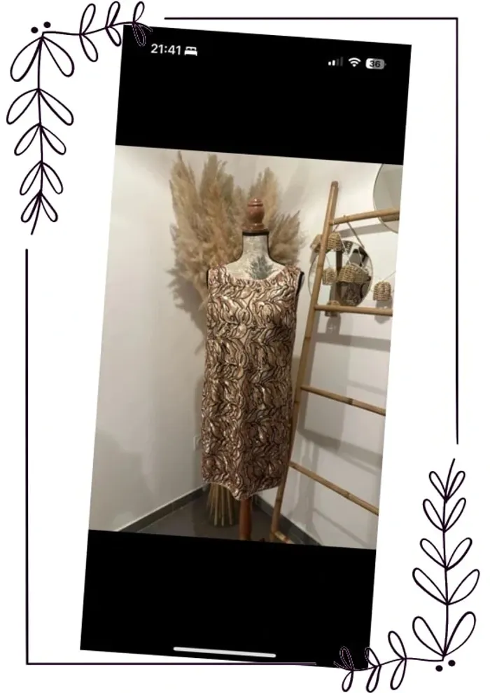 Robe droite rose gold chic avec paillettes - photo numéro 2