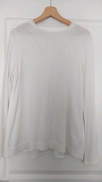 Pull blanc bi matière