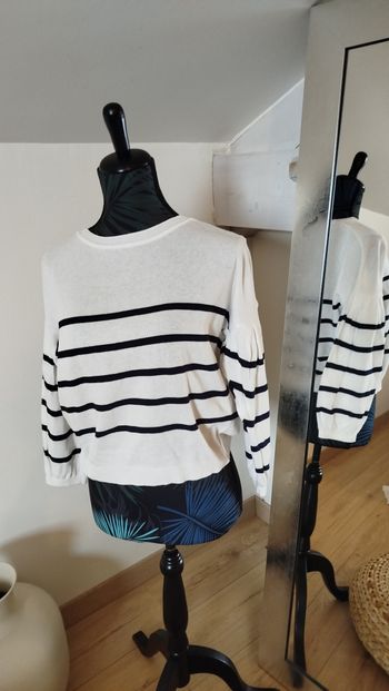 Pull fin été marinière blanc marine Bonobo taille S 36