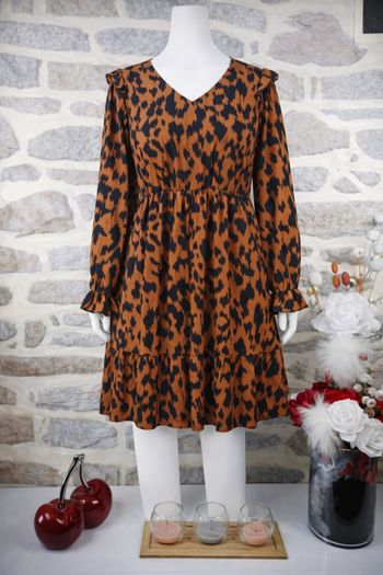 Robe échappée sauvage noire et caramel Femme taille 54 marque Boohoo 🌺