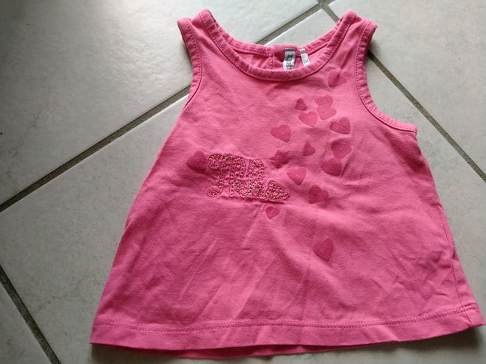 Ensemble débardeur rose et Panta court blanc à pois. bebe 6 mois - photo numéro 5
