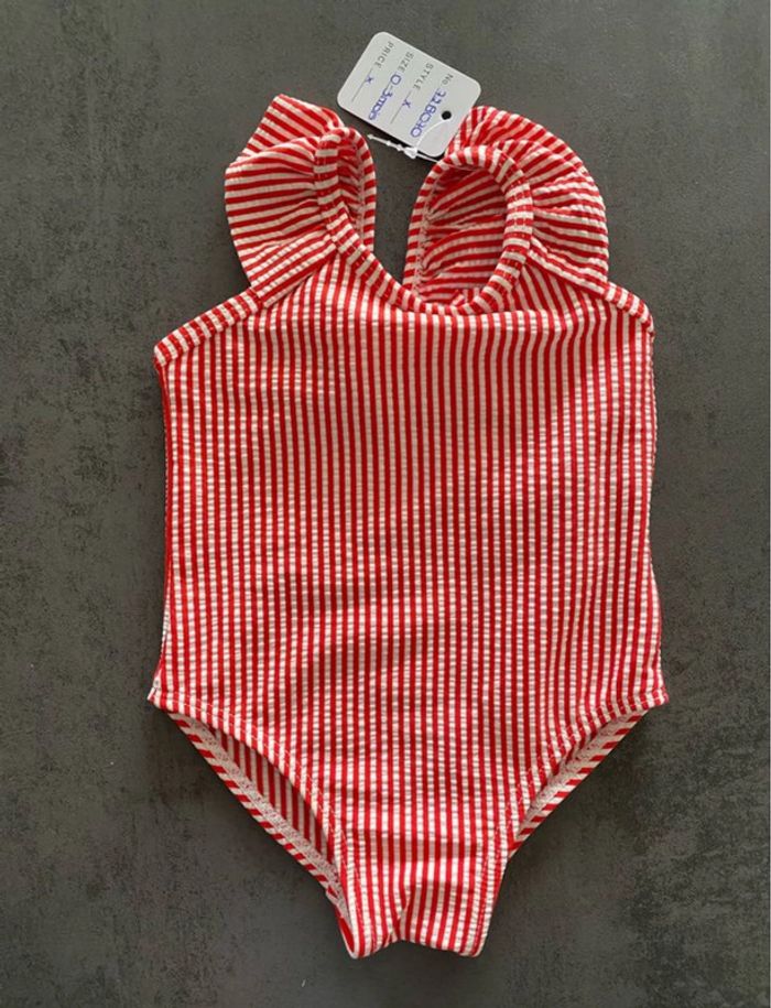 Maillot de bain blanc et rouge Primark 0-3 mois [72B070]