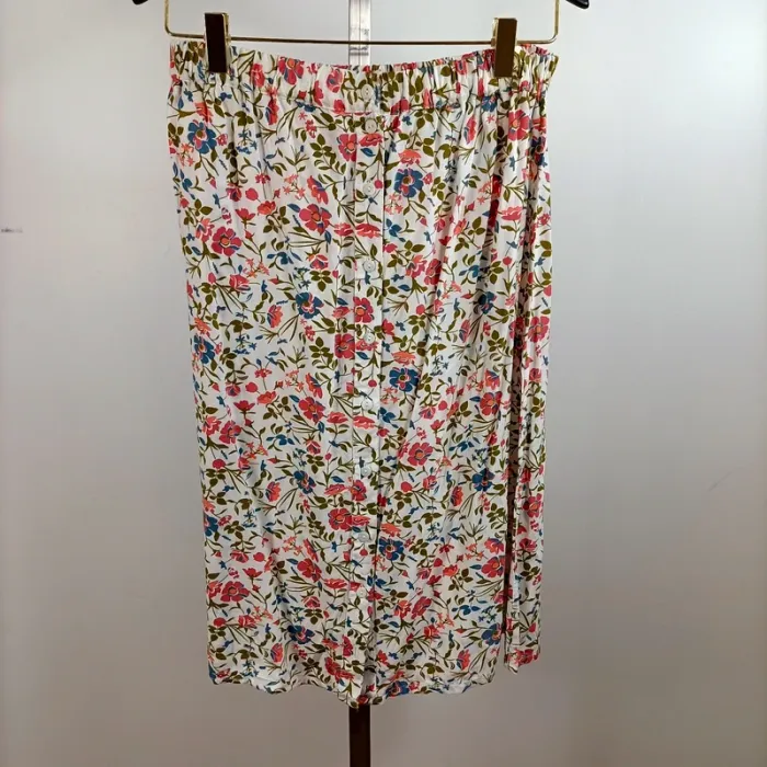 Jupe mi-longue blanche fleurie taille élastique viscose fluide imprimé coloré été taille 38 A1418