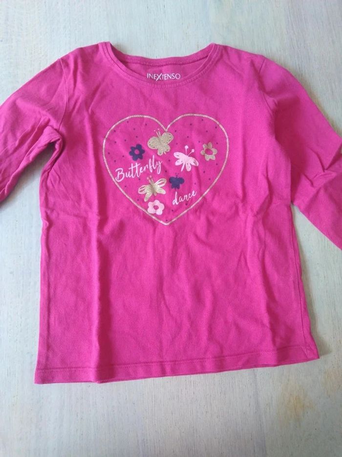 Tee-shirt rose coeur 6 ans