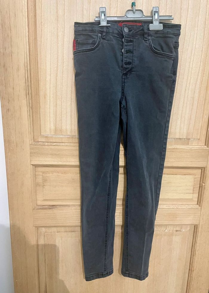 Pantalon jeans taille mi haute noir taille 36 - photo numéro 10