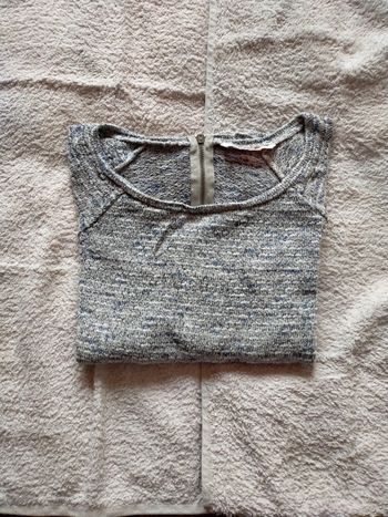 Pull chiné bleu gris Camaïeu