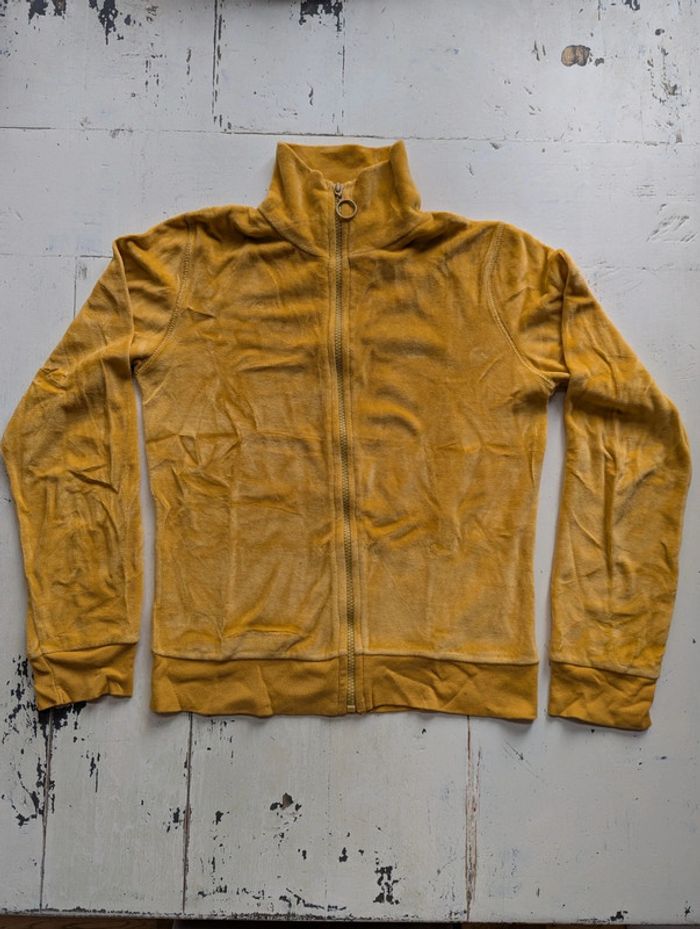 Veste zippée en velours éponge jaune moutarde – Taille M - photo numéro 8