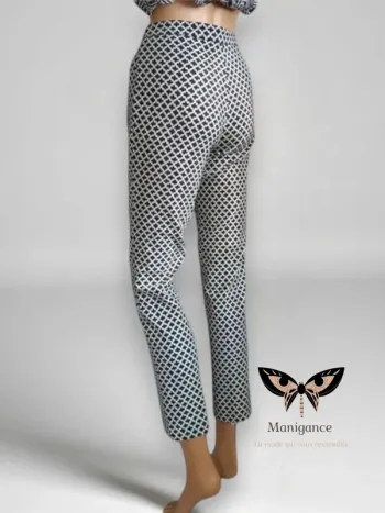 Magnifique pantalon Manigance ,coupe slim taille haute noir blanc croisé ni d'abeille ,stretch
