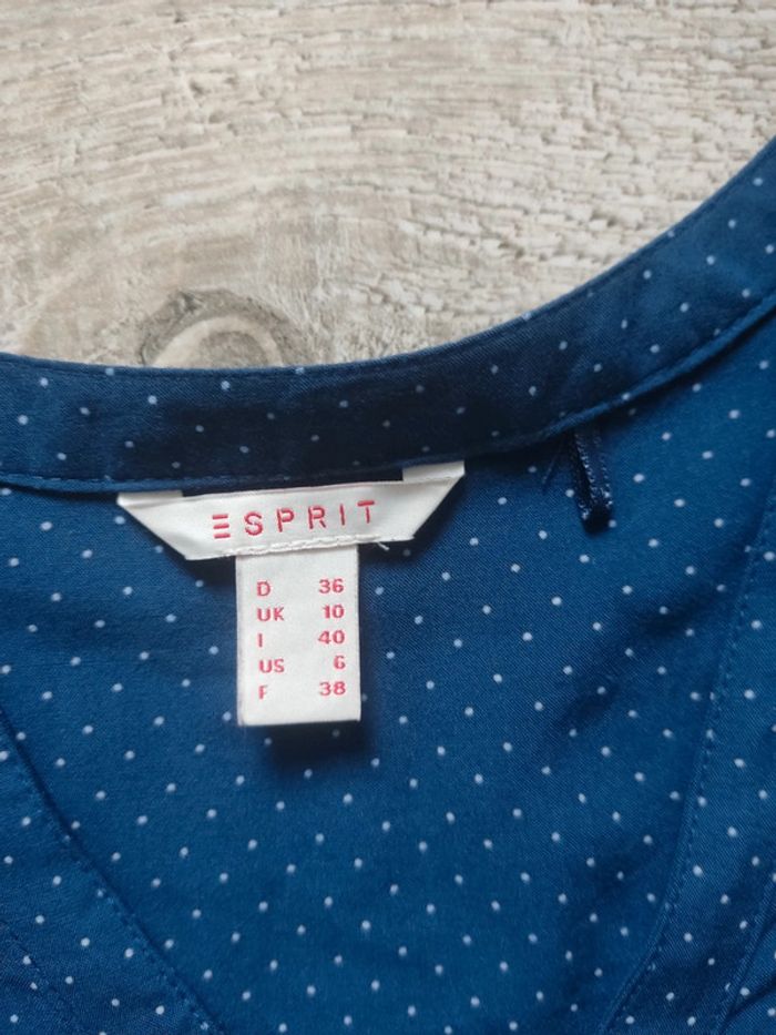 Blouse manches longues bleu marine à pois blancs taille 38 Esprit - photo numéro 10