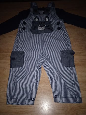 Ensemble salopette et t-shirt manches longues tex 3 mois