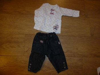 Ensemble jean + T-shirt manches longues Sergent Major- 6 mois