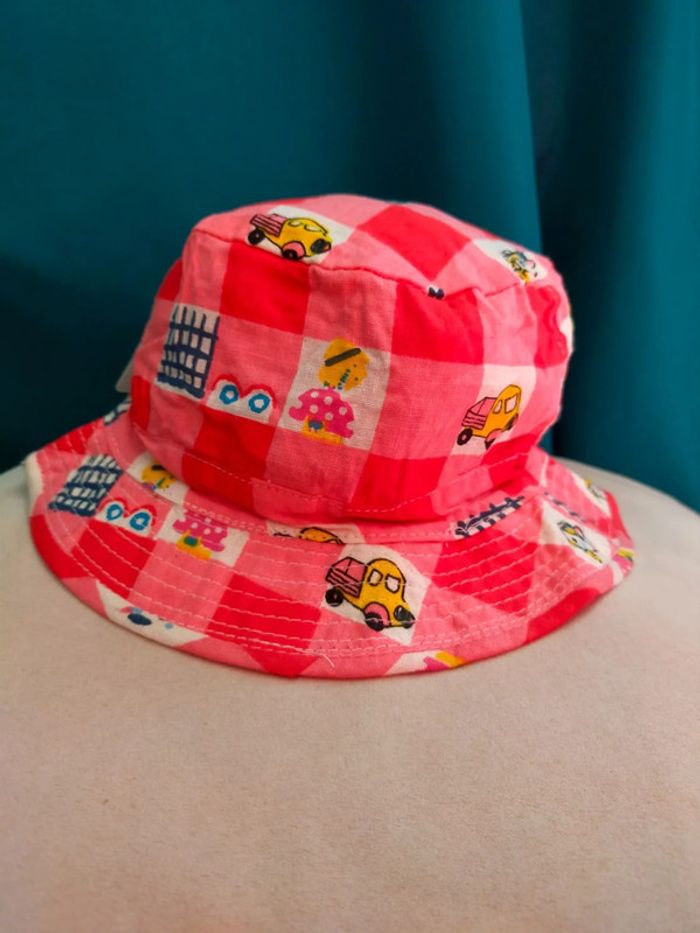 Bob enfant à carreaux rouges & motifs véhicules – Taille 50 cm - photo numéro 6
