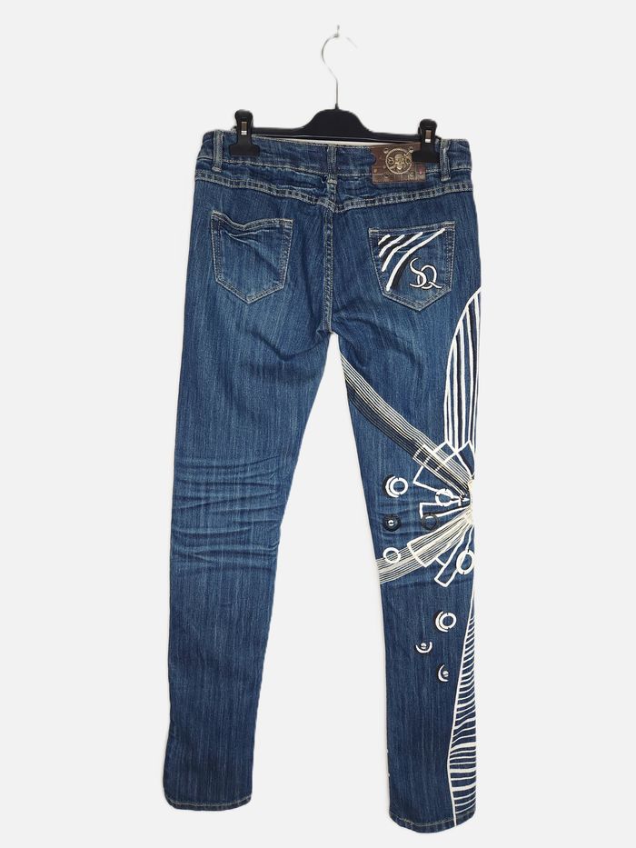 Jeans Femme Save The Queen Taille L FR39/40 W30 - Denim Brodé Motifs Graphiques Fantaisie - photo numéro 6