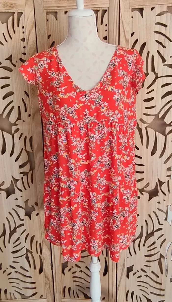 Robe mini  fluide imprimée fleurie Promod - photo numéro 2