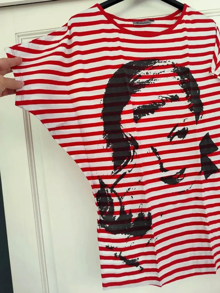 Tunique t-shirt rayé visage grand 36 = 38/40 - photo numéro 2