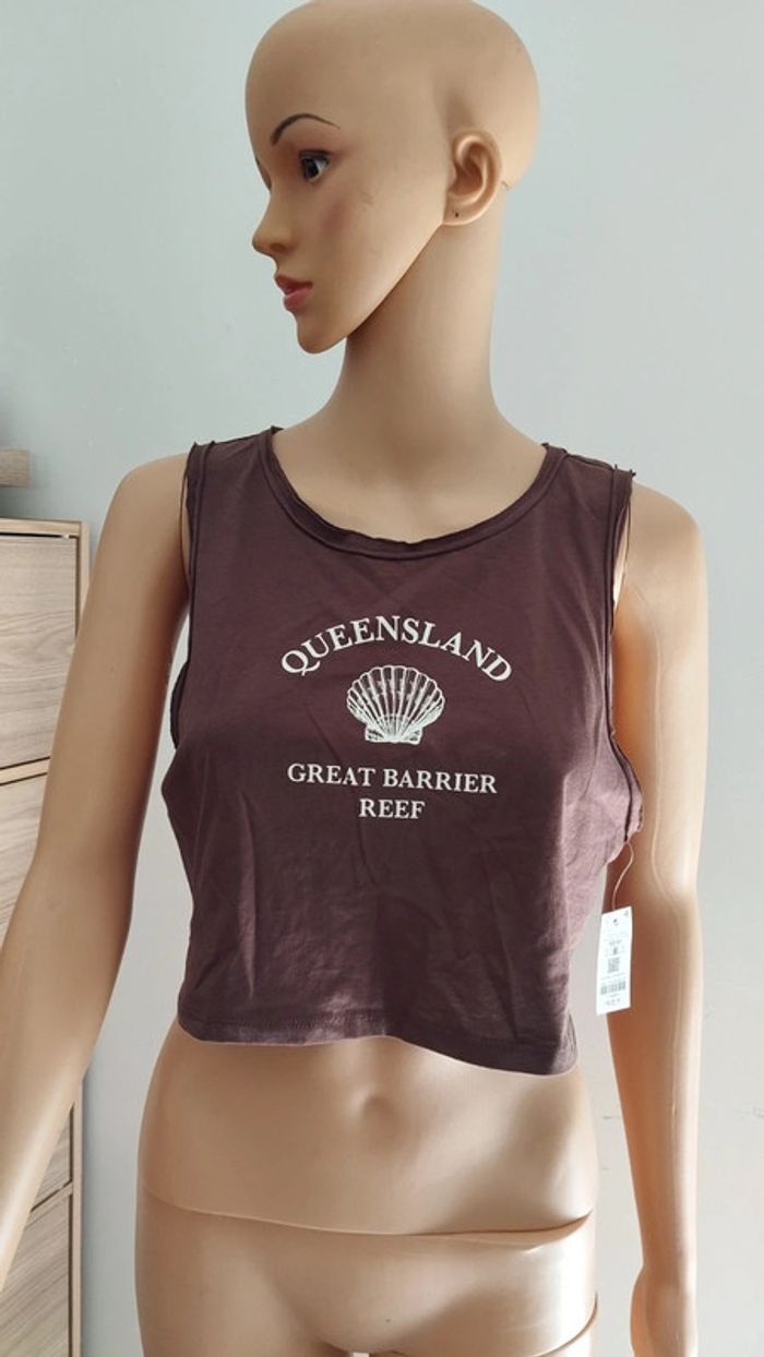 Débardeur top court marron ardene taille m femme - photo numéro 2