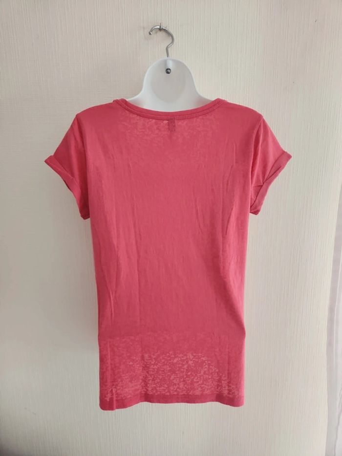 Tee-shirt rose manches courtes avec poche poitrine - photo numéro 7