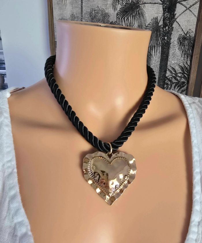 Collier Coeur sur cordon - photo numéro 3