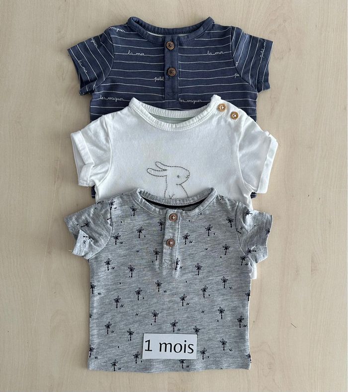 Lot de 3 t-shirt Kiabi 1 mois 52/55 cm