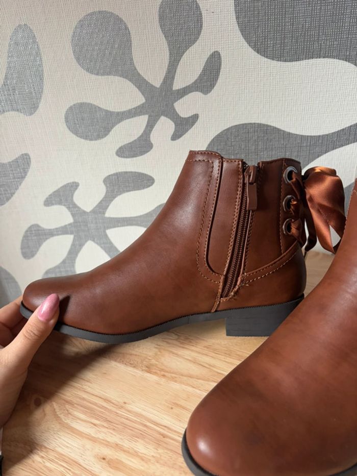 🌺Bottines marron foncé avec lacets noeud Taille 37🌺 - photo numéro 6