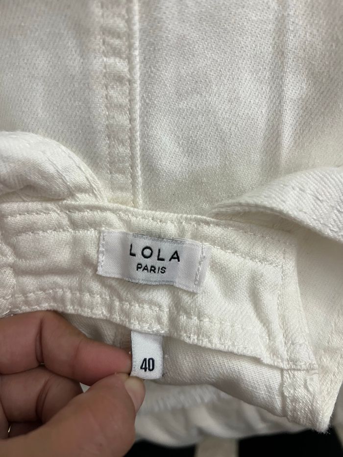 Salopette short en jean blanc Lola - photo numéro 6