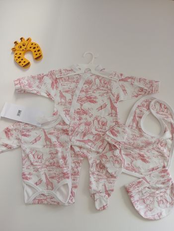 Ensemble bébé naissance Pyjama coton savane rose 