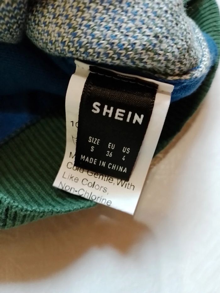 Pull femme croq top à carreaux vert et bleu Shein - photo numéro 11
