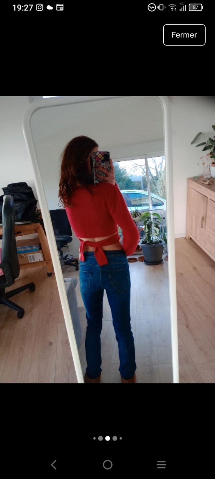 Cache-cœur femme L rouge angora c81 - photo numéro 4