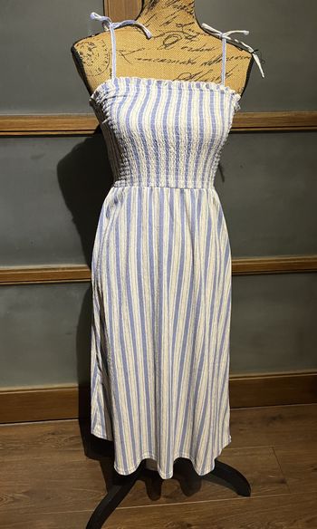 Robe à bretelles bleue et blanche XS-34
