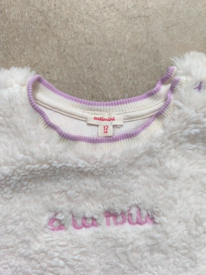 Robe aspect moumoute et collants Catimini 12 mois - photo numéro 2