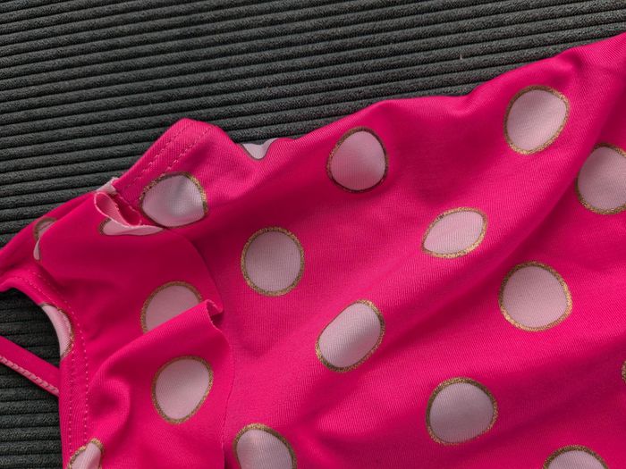 Maillot de bain 12 mois rose pois blanc cerclage doré - photo numéro 2