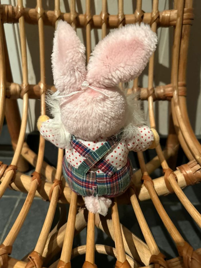 Peluche lapin rose vintage - photo numéro 3