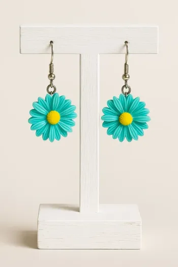 Boucles d’oreilles fleurs bleu