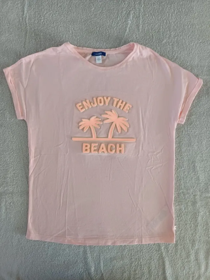 Tee-shirt rose Okaïdi 13 ans (réf perso G-O43)(familleac72)