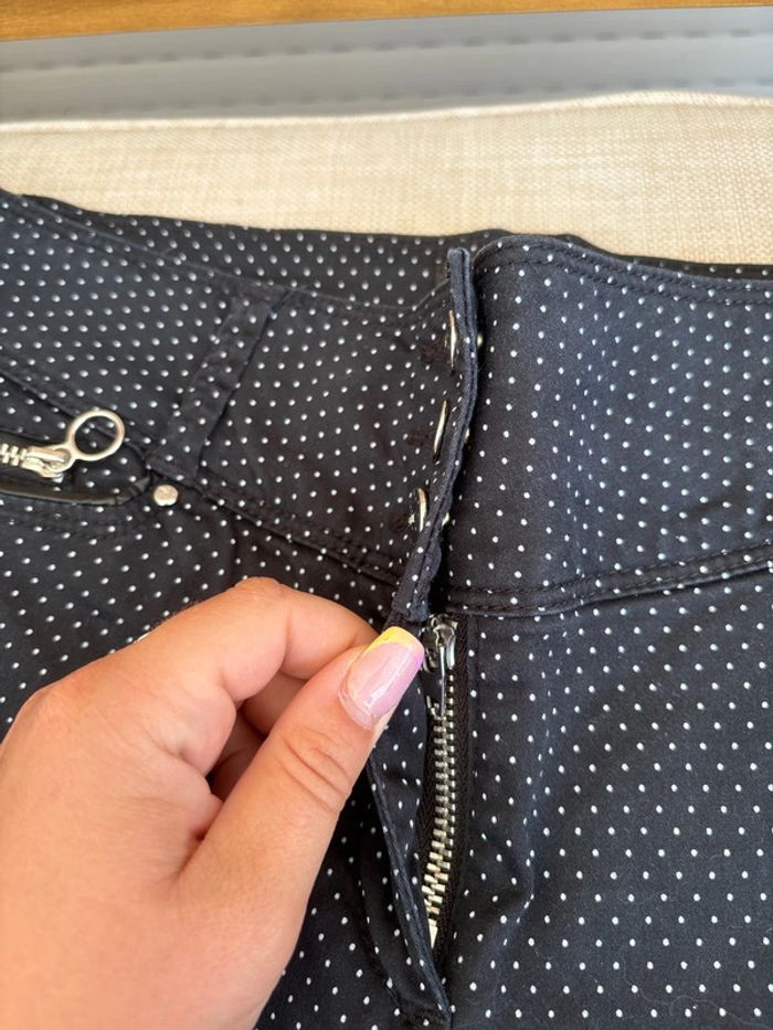 pantalon noir à pois blancs Breal taille 38 neuf - photo numéro 3
