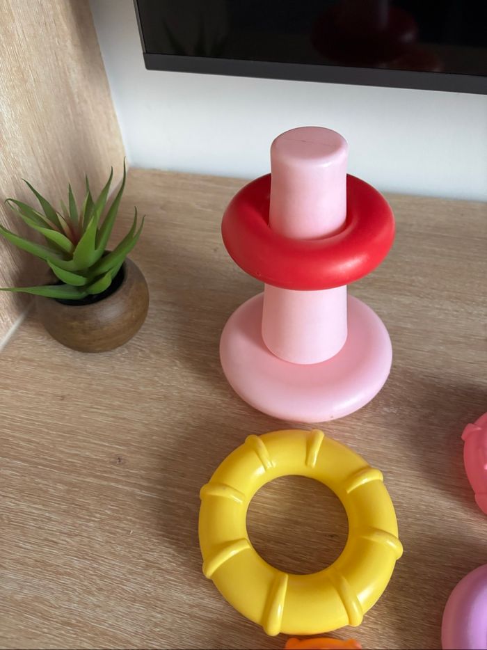 Tour à empiler anneau bébé éveil rose - photo numéro 3