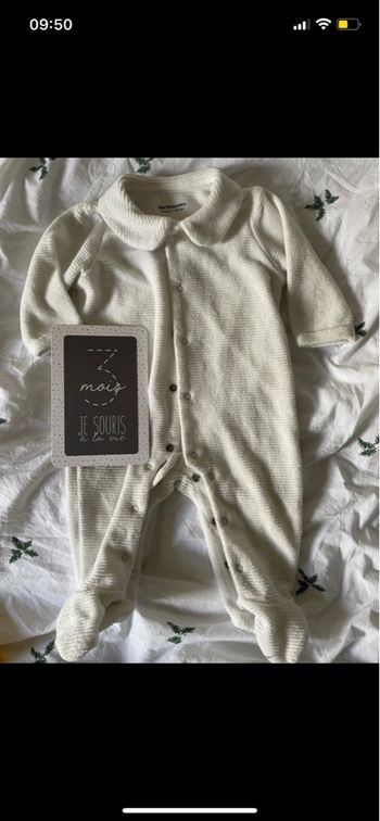 Pyjama chaud velours blanc hiver 3 mois Verbaudet