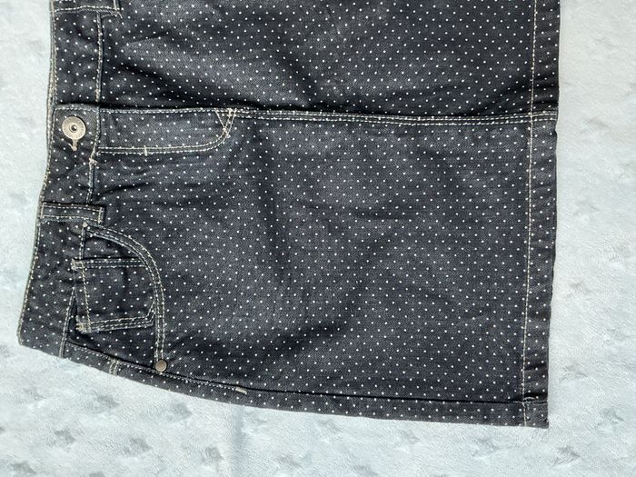 jupe en jean marine à pois blanc taille réglable 14 ans vertbaudet - photo numéro 4