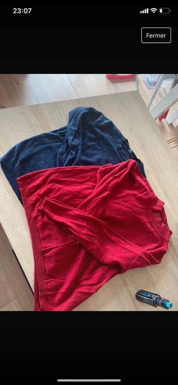 Pull bleu et rouge