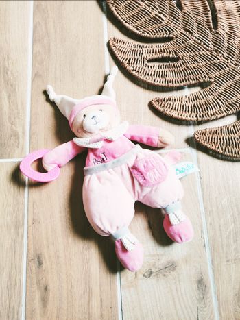 🐻Peluche doudou sensoriel Brioche P'tit chat rose et blanc marque Baby Nat